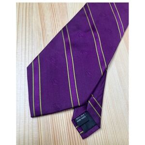 NWT Wolfmark Neckwear Tie Men Purple Gold Stripe 100% Silk Hand Made LSU Style